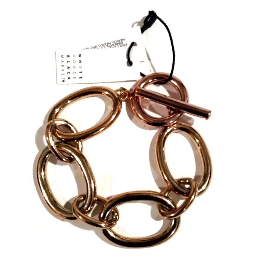White House Black Market Chunky Hoop Bracelet Gold Womens Fashion Jewelry